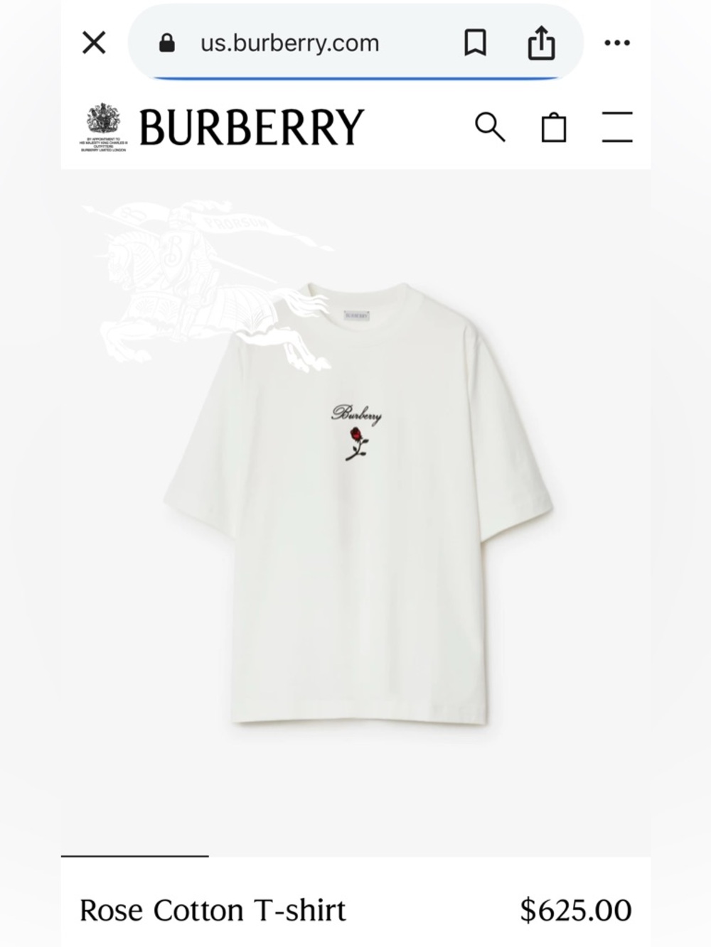 Burberry Rose Cotton T-shirt Sz M